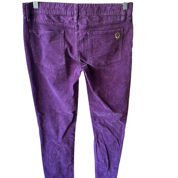 Tory Burch Purple Corduroy Pants with‎ Gold Embellishment Skinny Size 29 - Picture 2 of 6